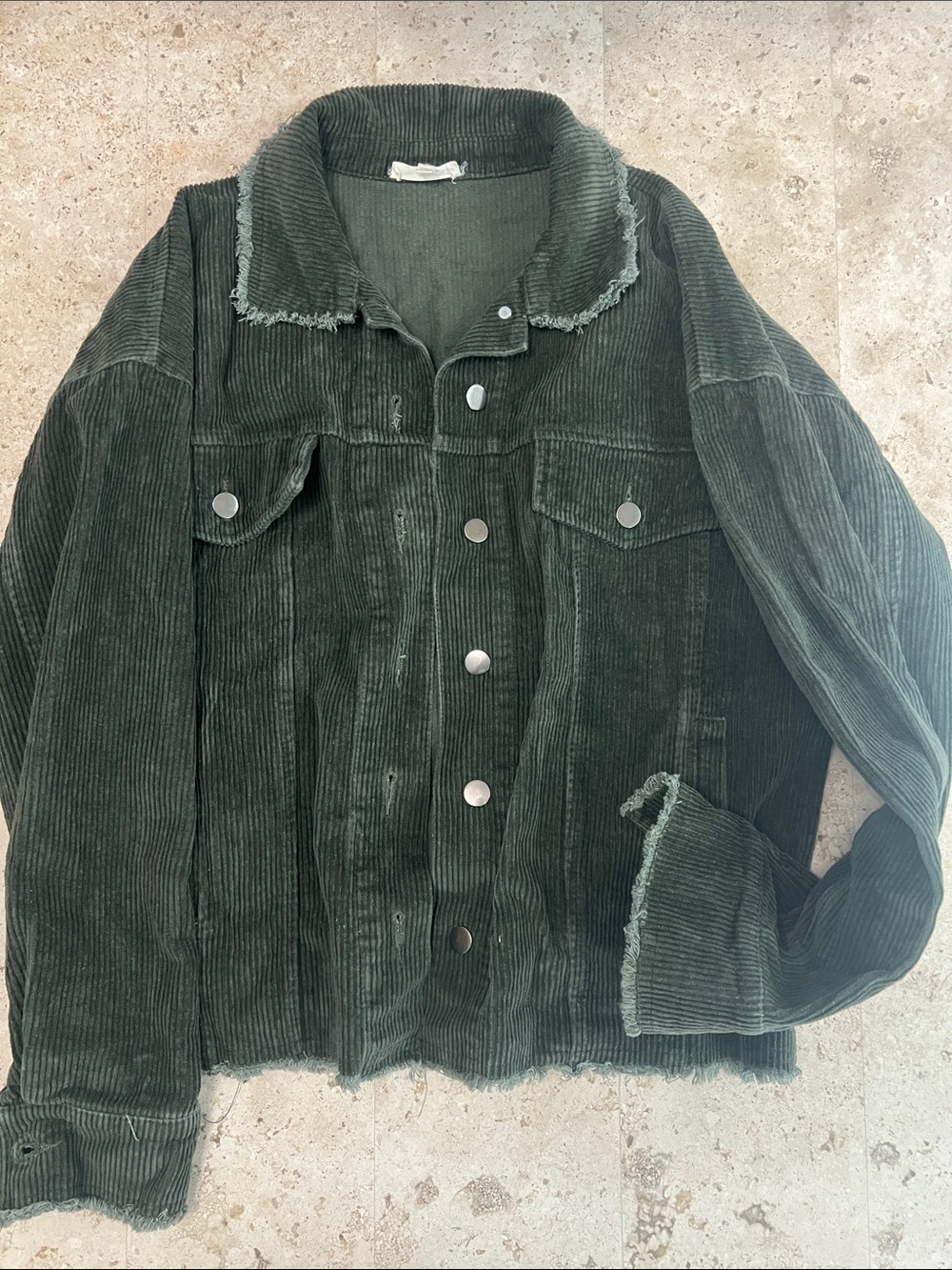 Mystree Dark Green Corduroy Trucker Jacket